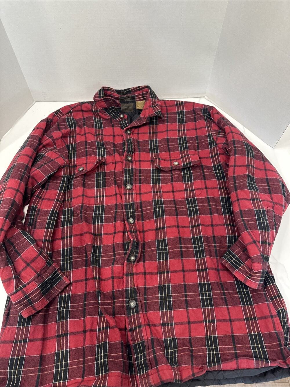 Men’s St. John’s Bay Red Flannel Quilted Jacket Size XL Tall
